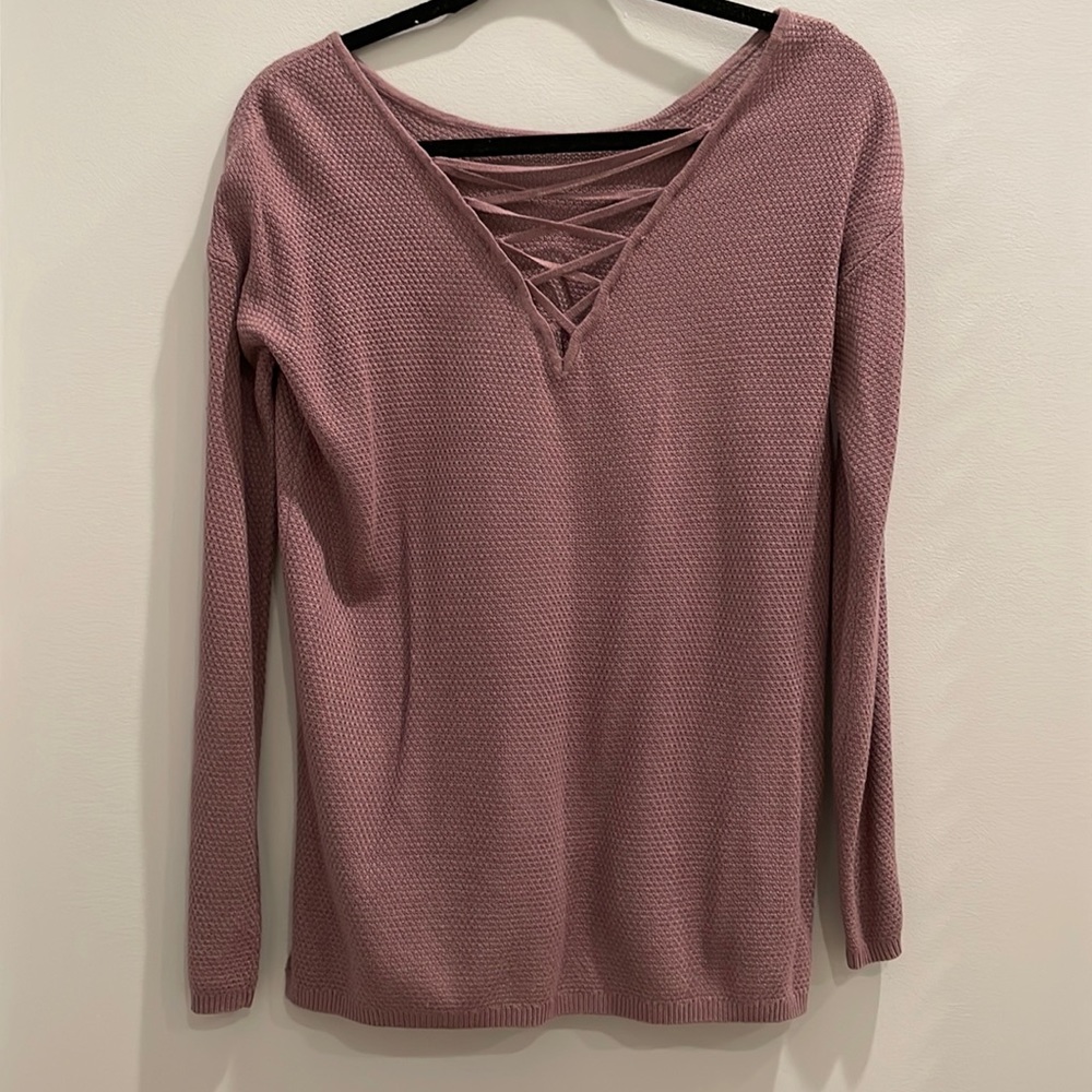 Criss Cross Plum Sweater
